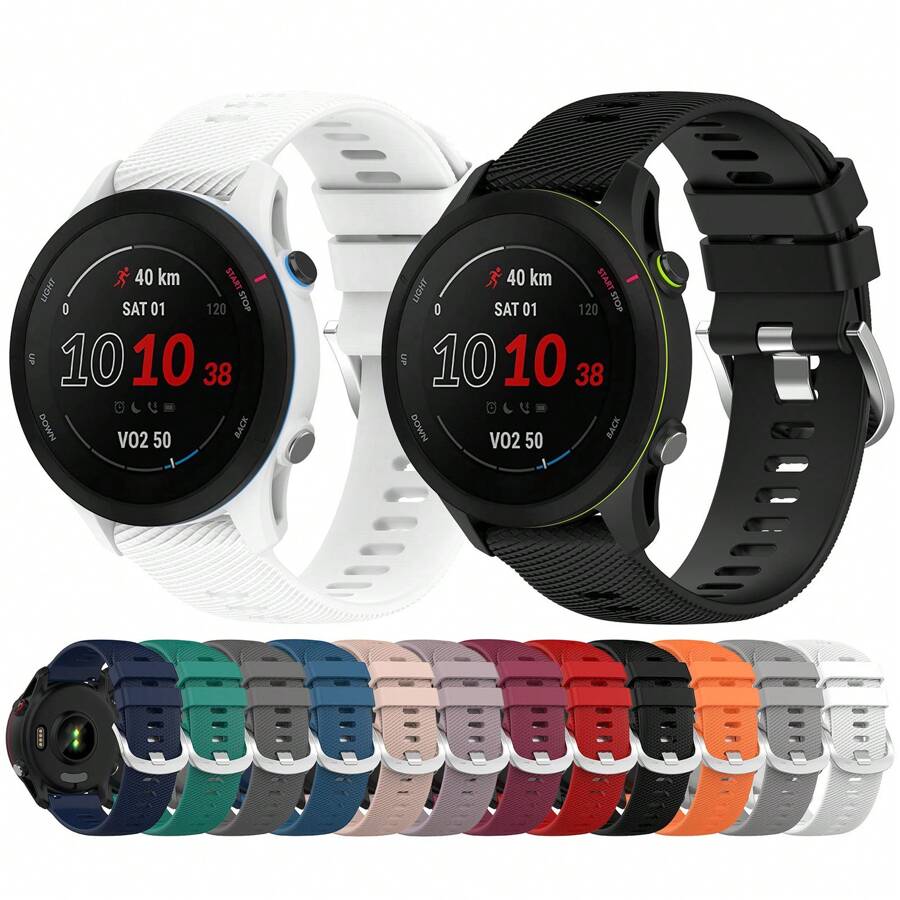 COOLIA 1 Pack Silicone Band, Garmin Forerunner255 The Same Style,Compatible With Garmin Active5 / Vivomove / Vivoactive 5 / Venu SQ2 / Vivomove Sport / Venu 2 Plus / Approach S40 / Forerunner 158 / Forerunner 55 / Venu / Venu SQ / Vivomove3 / Vivoactive3 Music / VivoMove Luxe / VivoMove Style / Vivomove / Vivomove HR Sport / Vivoactive3 / Vivoactive3 Music / Forerunner245 / Forerunner245music / Forerunner645 / Forerunner645music. Compatible With Huawei Watch GT3 42mm / Watch GT2 42mm / Watch 2. Compatible With Honor Watch SE / Honor MagicWatch2 42mm. Compatible With Amazfit Active / GTR Mini / Bip3 Pro / Bip3 / GTS4 Mini / GTS 3 / GTS 2e / GTS 2mini / GTS 2 / Pop Pro / Pop / BIP U / GTR 42MM / GTS / BIP / BIP Lite / Bip 1S / ZEPP E / GTS4/GTS4min. Compatible With Other 20mm Watch Band For Women Men. - 20mm - View 1