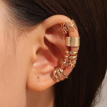 5pcs Creative Simple Non-Pierced Ear Cuffs, Cross-Border Hollow Multi-Layered Earrings, C-Shaped - Style1 - View 9