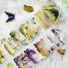 寬80MM，每捲2米的樹屋PET膠帶，森林卡通童話日記貼紙，適用於創意手帳、卡片製作和文具 - Tree House 2 - 查看 3