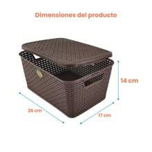 Pack 2 Cajas Con Tapa Tipo Rattan - Marrón Chocolate - Ver 3