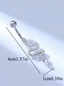 1 Stück silberplattierter Luxus Kupfer Bauchnabelpiercing mit Strass, geeignet für Frauen an Valentinstag, Weihnachten, Halloween, Ostern, Bar, Party, Strand, Geburtstag, für den täglichen Gebrauch