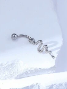 1 Stück silberplattierter Luxus Kupfer Bauchnabelpiercing mit Strass, geeignet für Frauen an Valentinstag, Weihnachten, Halloween, Ostern, Bar, Party, Strand, Geburtstag, für den täglichen Gebrauch
