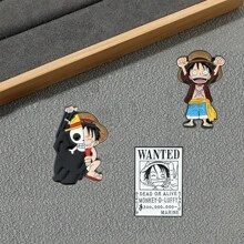 ONE PIECE Juego de 3 piezas de broches de personajes de dibujos animados de la serie ONE PIECE, pasadores de solapa esmaltados elegantes como accesorios de joyería para mochila, camisa y regalo