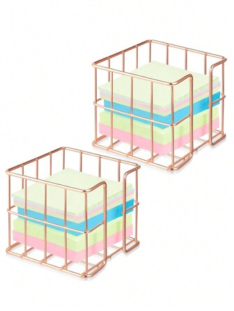 Desk Note Paper Storage Box, Desktop Pen Holder Organizer, Grid Collection Suitable For Office Supplies And Desk Accessories, Home, Office, School, Etc. (Gold, Rose Gold, Black) Back To School