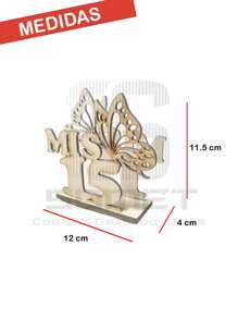 12 Servilleteros Mariposa Modelo 4 Mis 15 de MDF - Camel - Ver 2