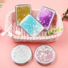 1PC Compact Mirror,Makeup Mirror/Cosmetic Mirror,Glitter Makeup Mirror,Foldable Mirror,Travel Makeup Mirror,Travel Mirror,Portable Mirror,Round/Square Models Available,For Travel At Home Or On-The-Go,For Women & Girl