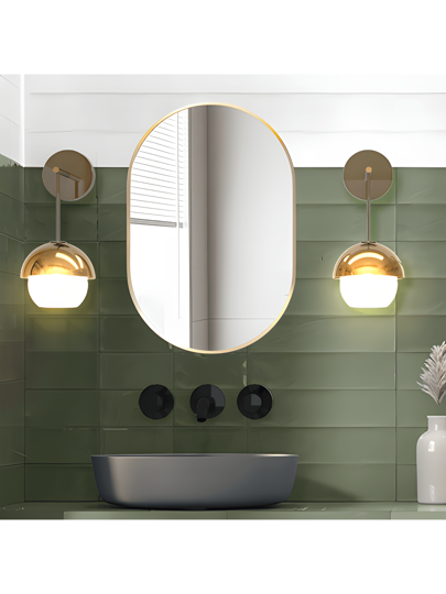 CASSIL Oval Mirror, 50 75 Cm, Bathroom Metal Frame Horizontal Or Vertical Suspension, Living Room, Bedroom, Entrance Makeup Spiegel (Black, Gold) view 10