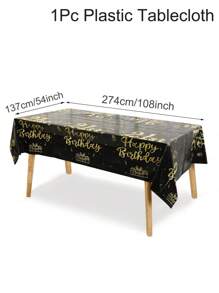 1 pezzo Tovaglia monouso nera e dorata con tema per 18°, 21°, 30°, 40°, 50°, 60°, 70° compleanno per decorazione di feste, raduni, Natale