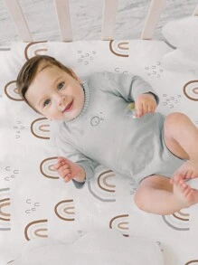 GLLQUEN BABY 2件裝嬰兒床單，中性款適用於嬰兒與幼兒床，超柔軟微纖維材質，尺寸 47x24x6 英吋 - 彩虹 - 查看 5