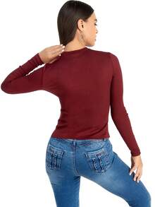 Blusa Dama Vino Manga Larga Mundo Terra 145074 - Rojo Obscuro - Ver 2