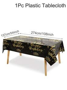 1 pezzo Tovaglia monouso nera e dorata con tema per 18°, 21°, 30°, 40°, 50°, 60°, 70° compleanno per decorazione di feste, raduni, Natale