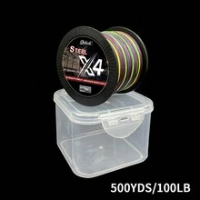 Sedal trenzado de PE de 4 hebras multicolor de 500 yardas/457 m con motas, resistencia opcional de 10 LB-100 LB, viene con una caja de aparejos multiusos, excelente resistencia a la abrasión, alta resistencia a la tracción y suavidad superior. Apto para todo tipo de aguas. - Café integral - Ver 10