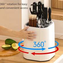 Kitchen Utensils Multi-Functional Storage Box With Rotatable Slot For Knives, Chopsticks And Spoons, Various Cooking Tools Organizer - Kitchen Storage Knife Rack - View 3