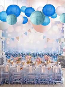 12pcs Party Decoration Paper Lanterns, Foldable Round Hanging Decorations For Birthday Wedding Decor, Back To School Valentine Day