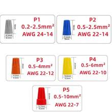 180pcs Twist-On Wire Connectors Electrical Cable Terminals Set - Red+Blue+Yellow+Orange+Gray - View 3