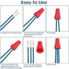 180pcs Twist-On Wire Connectors Electrical Cable Terminals Set - Red+Blue+Yellow+Orange+Gray - View 7