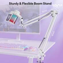 Maono MAONO Gaming USB Microphone, Noise Cancellation Condenser Mic With Mute, Gain, Monitoring, Boom Arm For Streaming, Podcast, Twitch, Discord, PC, Computer, PS4, GamerWave DGM20S