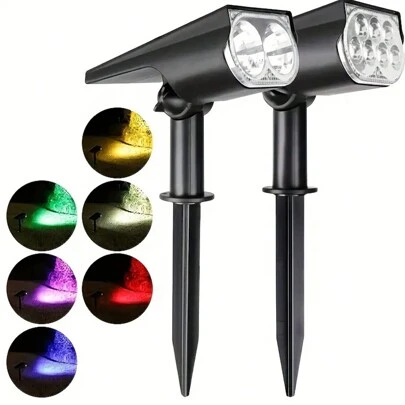 太阳能两用聚光灯适用于户外景观花园草坪照明，防水超亮适用于别墅照明秋季装饰家居装饰户外装饰