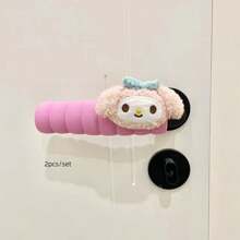 Sanrio مجموعة من 2 قطعة غطاء واقي لمقبض الباب بتصميم ميميلودي، ديكور كرتوني كاواييي لحماية الباب من الاصطدام، ديكور منزلي مضاد للكهرباء الساكنة لحماية الجدران في غرفة النوم وغرفة المعيشة