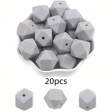 20顆 14mm 六角形矽膠散珠吊飾，適用於項鍊、手鍊 DIY 手作、鑰匙圈製作配件 - 珠 - 查看 19