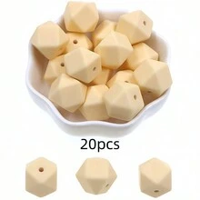20顆 14mm 六角形矽膠散珠吊飾，適用於項鍊、手鍊 DIY 手作、鑰匙圈製作配件 - 珠 - 查看 26