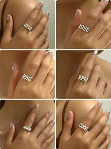 1 Pc Fashion Style Women Stainless Steel Year Of Birth Open Ring Suitable For Parties And Gifts - Yellow Gold - View 8