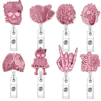 1pc Mirror Effect Acrylic Inspiration Quotes Funny Badge Reel Retractable ID Tag Card Holder With Clip For Nurse, Work, Office Workers Back To School