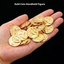 1set, 2024 New Arrival, Coin, Coin Purse, Metallic Gaming Token, Gold-Plated Material, Cloth Bag, Cosplay Prop, Birthday Gift, Present, Toy - Multicolor - View 4