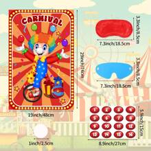 Fowecelt Juegos de fiesta de circo, Ponle la nariz al payaso con 32 pegatinas para la nariz, gran cartel de juegos de payasos para fiestas de cumpleaños y suministros para fiestas de carnaval - Multicolor - Ver 2