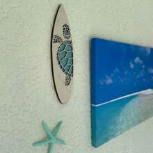 3pcs Surfboard Wall Hanging Decor Plaques, Wooden Beach Decorations, Summer Tropical Hibiscus Flower Hawaii Bar Wall Decor, Pineapple Turtle Door Sign, Suitable For Party, Home, Room, Wall Decor, Gift, Birthday, Graduation - White - View 6