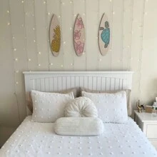 3pcs Surfboard Wall Hanging Decor Plaques, Wooden Beach Decorations, Summer Tropical Hibiscus Flower Hawaii Bar Wall Decor, Pineapple Turtle Door Sign, Suitable For Party, Home, Room, Wall Decor, Gift, Birthday, Graduation - White - View 5