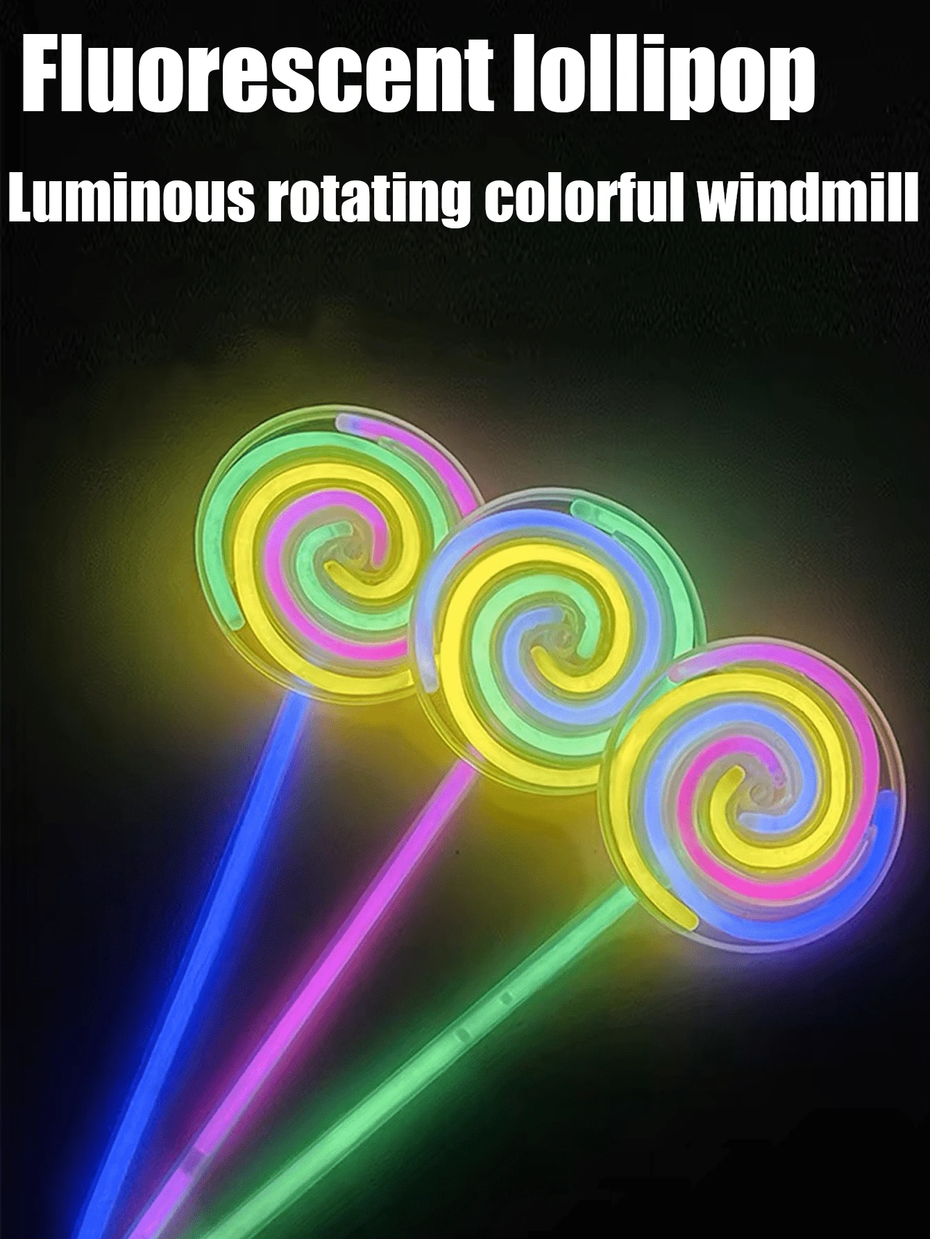 1 Đồ chơi que phát sáng hình kẹo mút có thể xoay được với thiết kế cối xay gió, lắc để kích hoạt, đi kèm với đĩa kẹo và 4 que phát sáng màu ngẫu nhiên - Món quà hoàn hảo cho bạn bè!