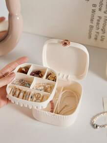 1pc Korean Style Jewelry Box With Mirror, Multi-Layered Portable Organizer For Necklaces, Earrings, Rings, And Other Accessories