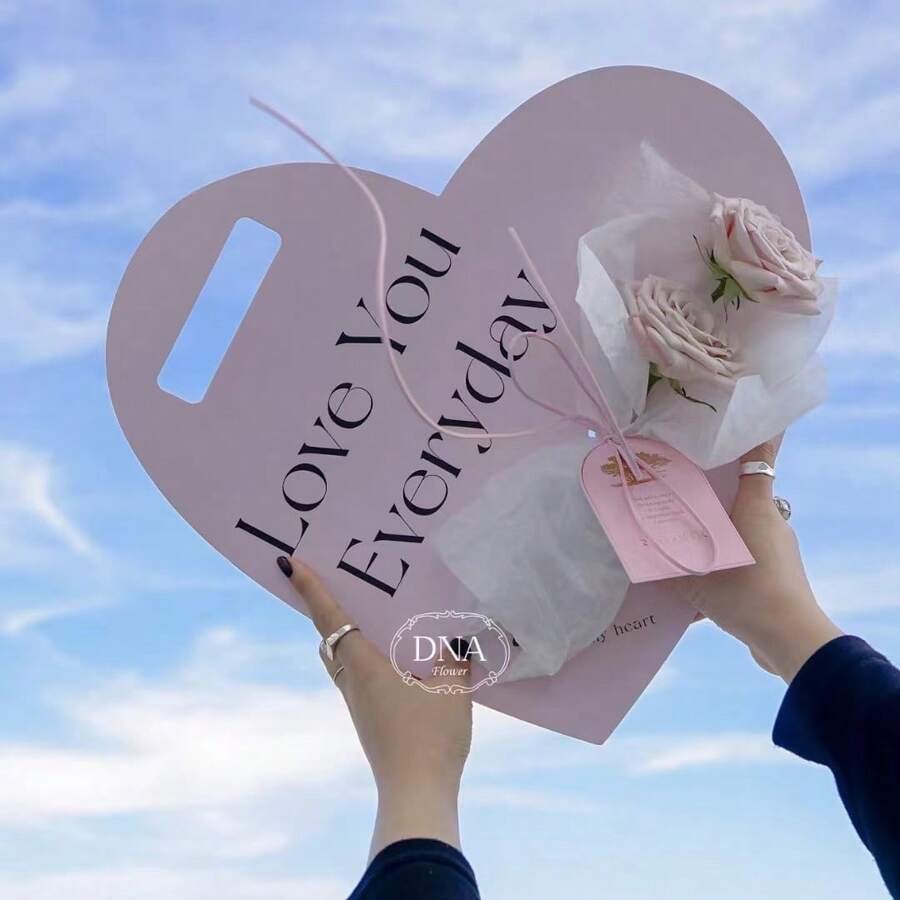 [10入組]情人節玫瑰包裝盒，花材DIY可摺疊花盒單束花包裝袋，適用於聖誕節，生日，花店裝飾用品 - [10個裝]粉紅色 - 查看 1