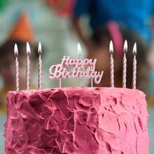 生日蛋糕蠟燭套裝- 10入組螺旋式蠟燭和生日快樂字母蠟燭蛋糕裝飾 - 優雅的蠟燭和字母蠟燭蛋糕裝飾用品 - 獨特的銅玫瑰金粉色生日蠟燭，適用於所有年齡的主題生日派對，如1歲，21歲，18歲，30歲，40歲，50歲，60歲和70歲生日裝飾 - 彩色 - 查看 5