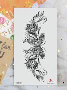 1 Sheets Big Size Body Art Temporary Tattoo Stickers For Women And Men, Sexy Butterfly Totem Pattern, Waterproof Fake Tattoo, Lasts 2-5 Days, Covering Scars,Can Be Used On Arms Wrist Shoulders Legs Waist Neck Hand Chest Thighs Finger, Suitable For Parties, Gifts, Vacations - Black - View 6