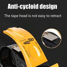 One Handheld Metal Tape Cutter, 6CM/2.25inch Width, Thickened, Transparent, Iron Fastening Tool For Express Delivery, Adhesive Tape Machine With Automatic Sealing And Cutting Functions, Manual Packing Sealer - Yellow - View 4