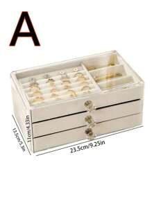 1 Dreischichten Acryl Samt Schmuckkasten, Schmuckablage, Acryl Schmuckaufbewahrungsbox, Dreischichten Samt Ausstellungsregal, stapelbarer Aufbewahrungskasten, mit Kristallknopf, Schmuckkasten Antikorrosion, Großraumkapazität, hochwertiges exquisites Aufbewahrungsbox für Ohrringe, Halsketten, Kosmetikbox - mehrfarbig - Übersicht 3