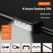 1pc High Brightness Aluminum Alloy Bicycle Light, 2600 Lumens, USB Rechargeable Flashlight Bicycle Front Light - Multicolor - View 10