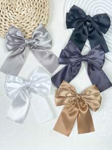 5 piezas Pasadores de pelo con lazo de cinta de unicolor, pasadores de pelo con lazo de satén de estilo dulce, pasadores de pelo para la nuca, pasadores de pelo para cola de caballo, pasadores de pelo para la parte superior, pasadores de pelo tipo caimán, accesorios para el cabello, edición limitada de temporada, pasadores de pelo para regalo de pareja de San Valentín, horquillas, útiles escolares - juego de 5 piezas - Ver 21