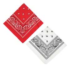 Women Bandana & Square Scarves - 1 White and 1 Red - View 1
