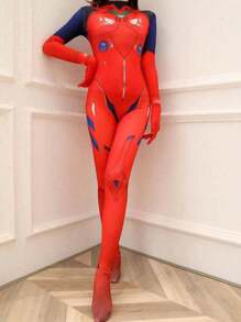 Mujeres Cosplay Asuka Langley Shikinami Soryu Zentai Bodysuit Disfraz Sexy Cosplay Traje Fiesta Escenario Rendimiento Ropa - Multicolor - Ver 2