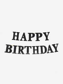 1個生日派對裝飾提繩旗幟，流蘇修飾，HAPPY BIRTHDAY字母掛旗 - 黑色 - 查看 7