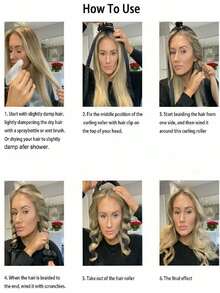 Silk Ribbon Hair Curlers Heatless Curling Rod Headband Wave Formers For Lazy - Black - View 3