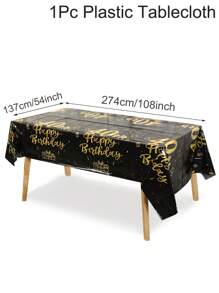 1 pezzo Tovaglia monouso nera e dorata con tema per 18°, 21°, 30°, 40°, 50°, 60°, 70° compleanno per decorazione di feste, raduni, Natale