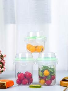 1入不漏氣密鮮食/沙拉儲存盒，附蓋 - 適用於蔬菜番茄、洋蔥、蘋果、藍莓、沙拉、米飯及更多 - 可微波加熱和耐高溫 - 廚房補給品，適用於家庭、辦公室和戶外 - 彩色 - 查看 1