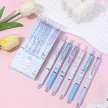 6入組可縮縮式圓珠筆，中等筆尖，黑色墨水，可愛的凝膠筆墨水，舒適握感，平滑書寫，具有美學漸變色桶，可用於日記筆記素描，不會暈染和污漬 - Style-F - 查看 4