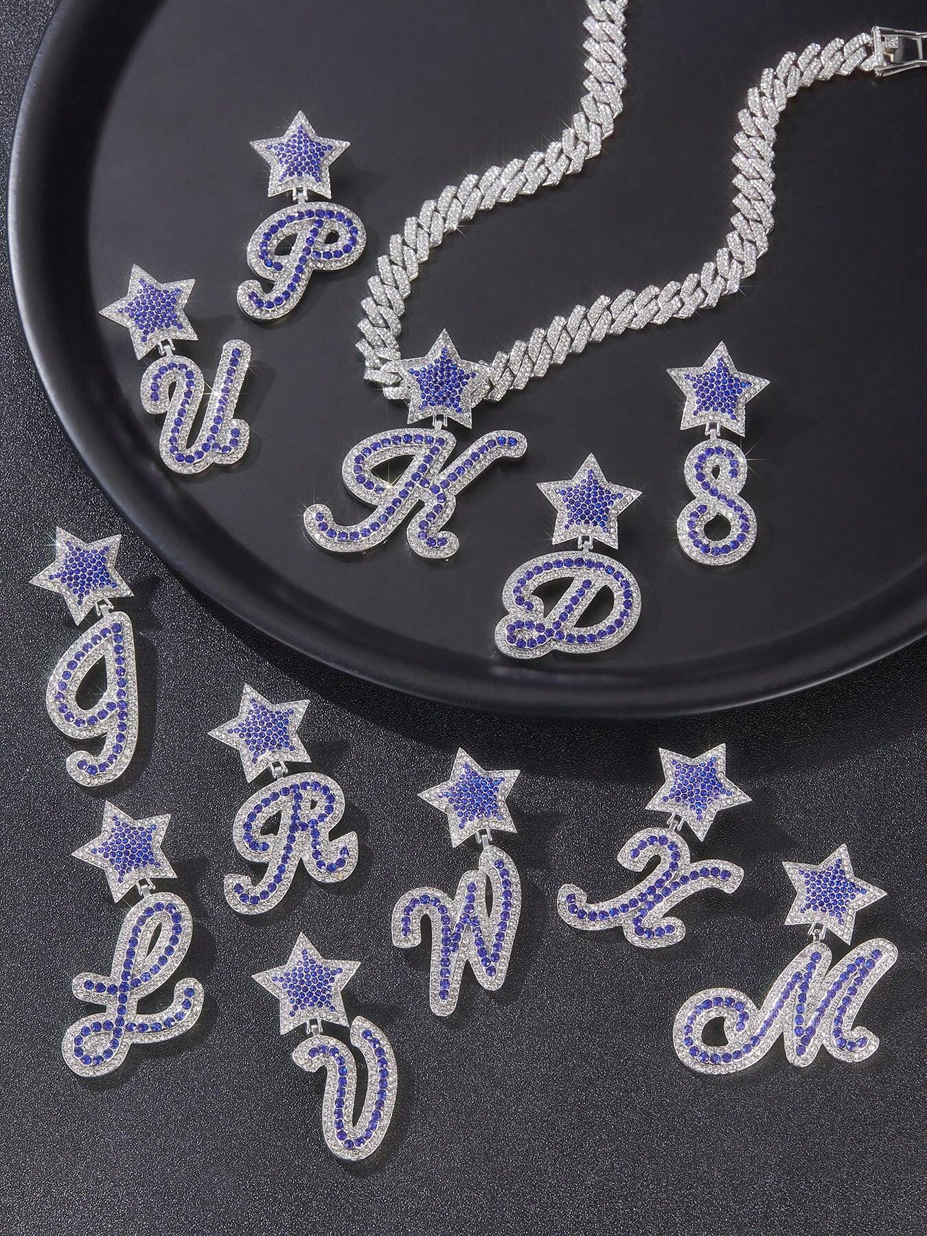 A-Z Hiphop Boy Girl Initial Uppercase Letter Choker Necklace Customize ...