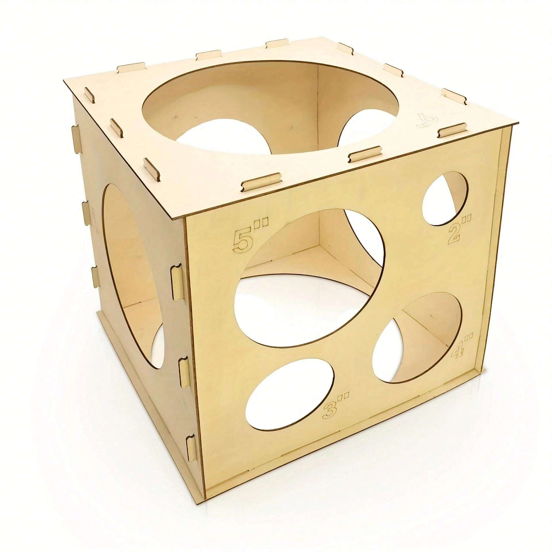 DIY Wooden Craft Box Cubic Template Box With 9 Holes For Measuring