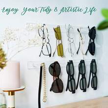 1 Pack Acrylic Sunglasses Organizer Storage Wall Mounted Eyeglasses Holder Hanging Eyewear Display Rack Hanger For Entryway Shelf (Clear) Jewelry Organizer Rack - Clear - View 4
